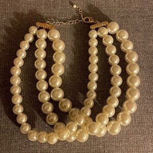 Triple Strand Oversized faux Pearl Necklace. NWOT
